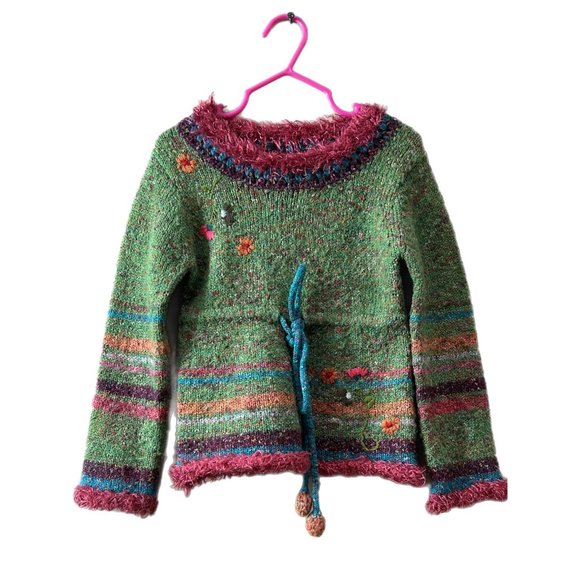 deux par deux Other - Deux Par Deux Girls Size 5 Mohair Blend Multicolor Tie Waist Sweater